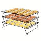 3-Tier Stackable Baking Cooling Rack Collapsible Iron Wire Rack for Baking