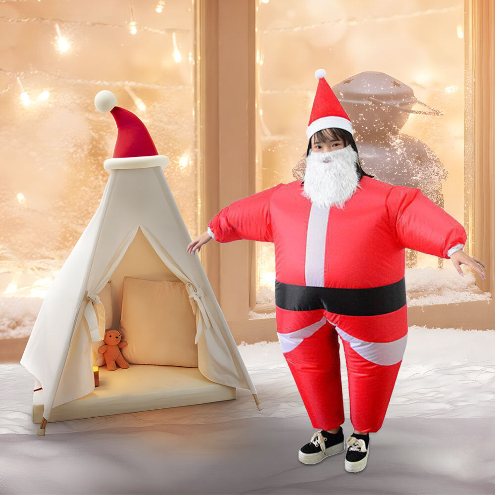 Inflatable Santa Claus Costume Christmas Suit, Funny Props Outfit Xmas OD