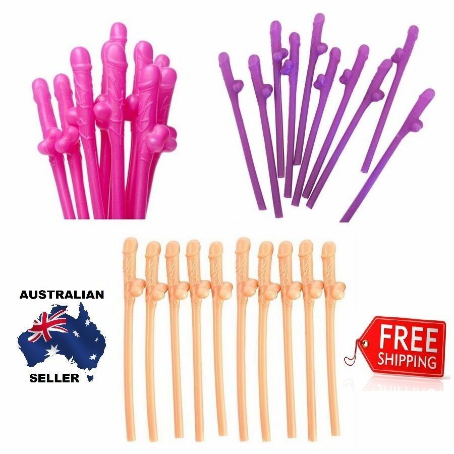 10/20/30 Hens Night Novelty Party Straws Mix Colours Nude Pink Bachelorette Drink Straws