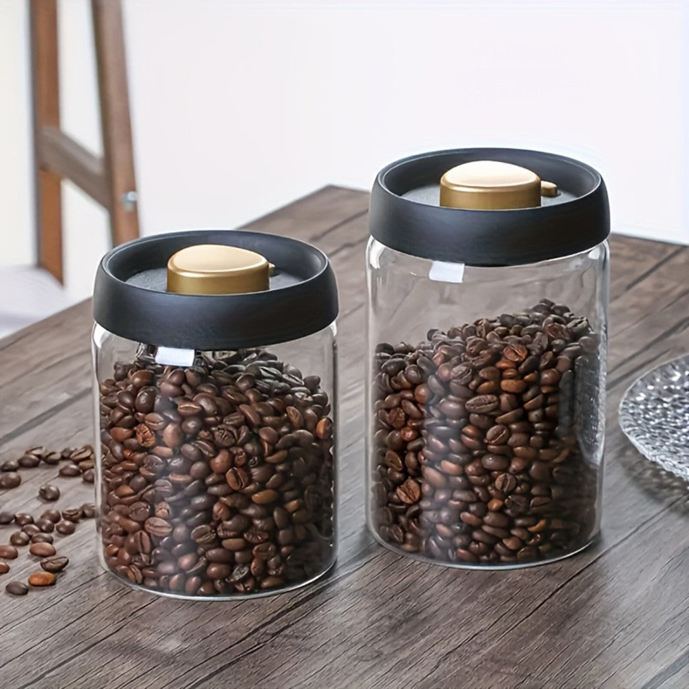 Vacuum Glass Coffee Bean Storage Jar – Airtight Sealed Container 900ml / 1800ml