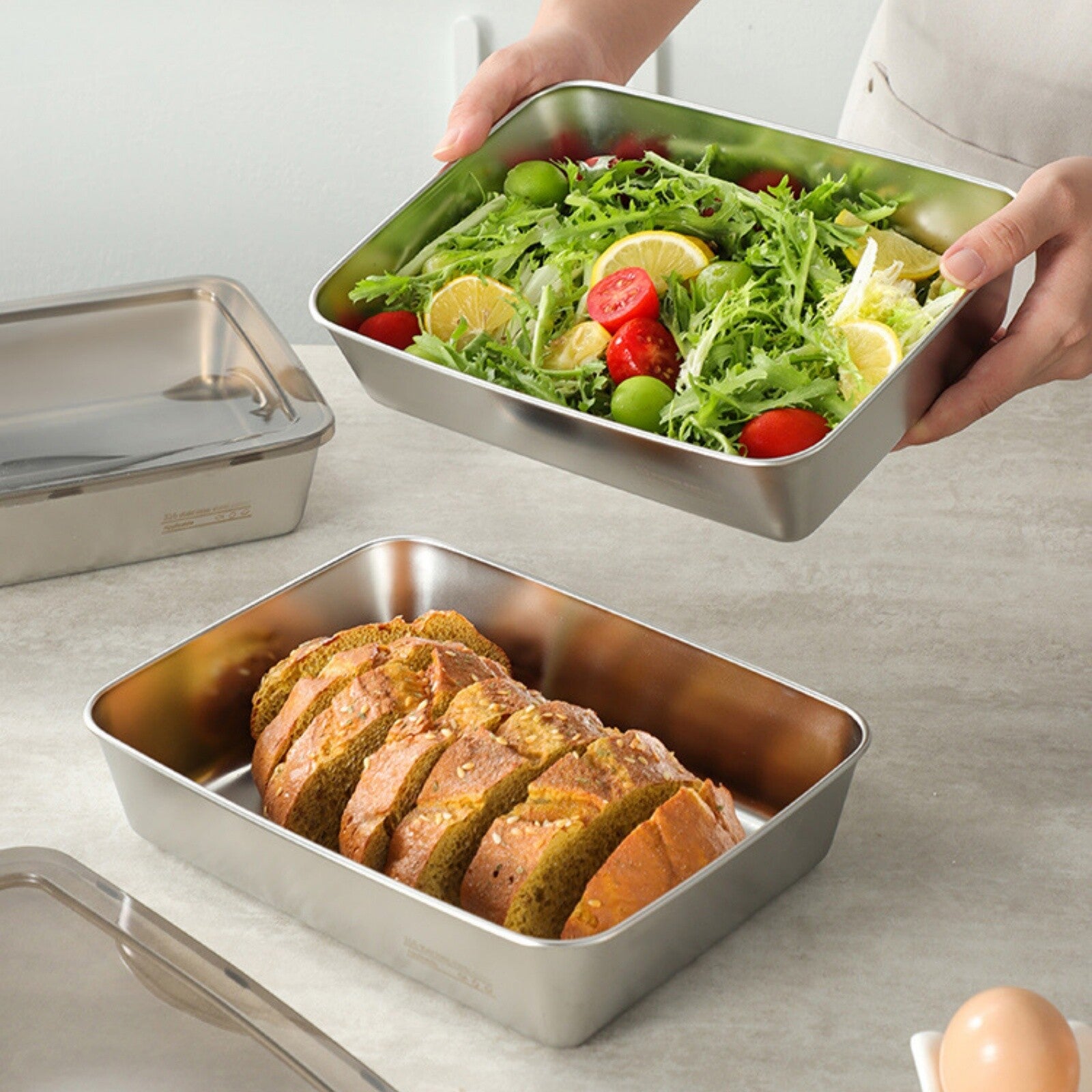 9PCS 2200ML Stainless Steel Food Storage Containers Airtight Lunch Boxes with Lids