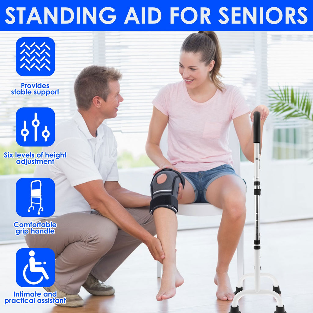 Senior Standing Assist Mobility Aid Adjustable Height Elderly Stand Support Handle Non-Slip Base