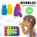 Mini bubble bottles 24 pack with girl blowing bubbles