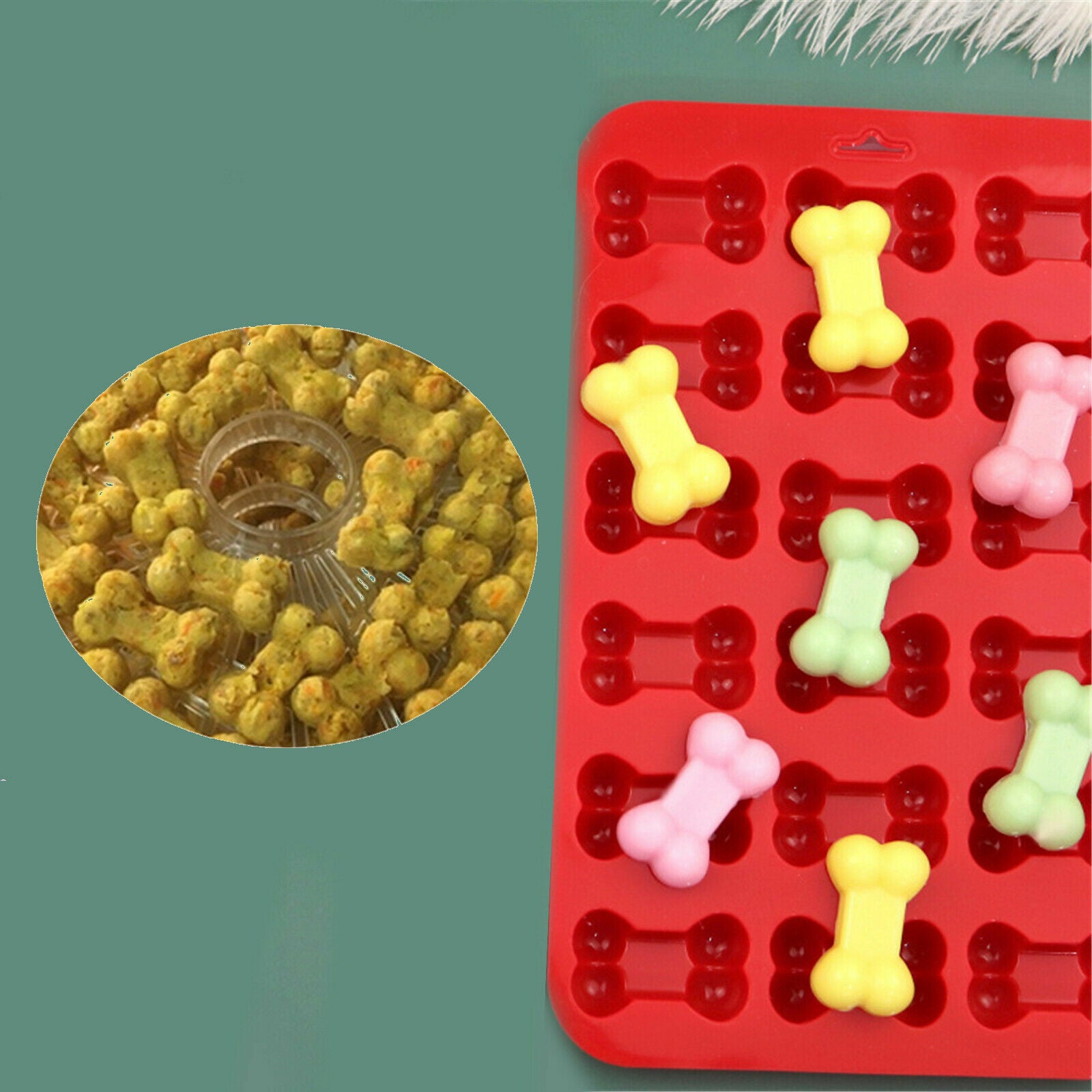 3 Pack Silicone Dog Bone and Paw Baking Molds – Puppy Treat, Chocolate, Ice and Cookie Mould Set