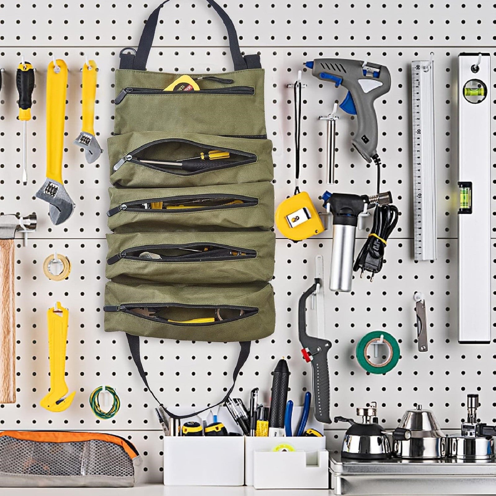 2pcs Roll Up Tool Bag Organizer – Multi-Pocket Wrench Pouch Portable Hanging Tool Storage (47×28cm)
