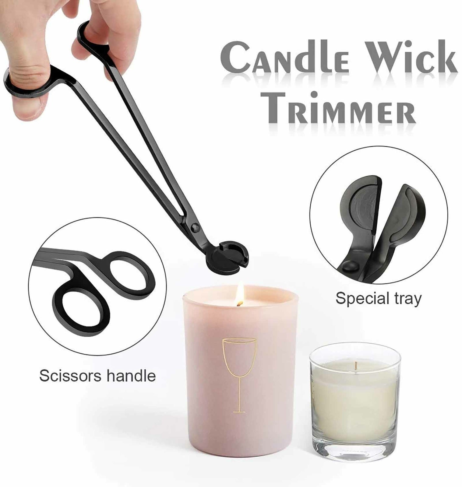 3pcs Stainless Steel Candle Care Tool Set | Wick Trimmer Snuffer & Hook Kit