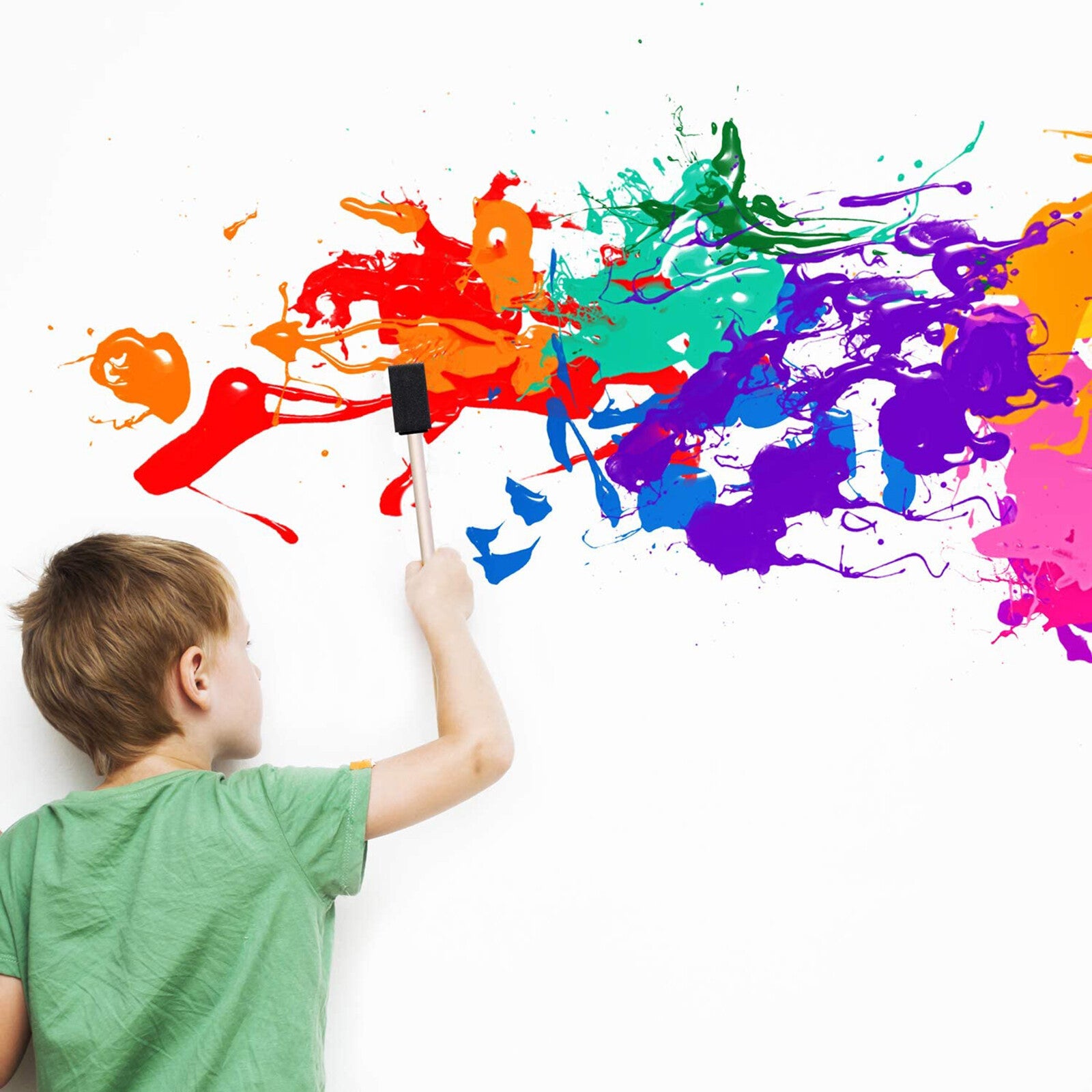 100PCS 1 Inch Foam Paint Brushes - Reusable Sponge Brushes for Painting, Staining and Crafts