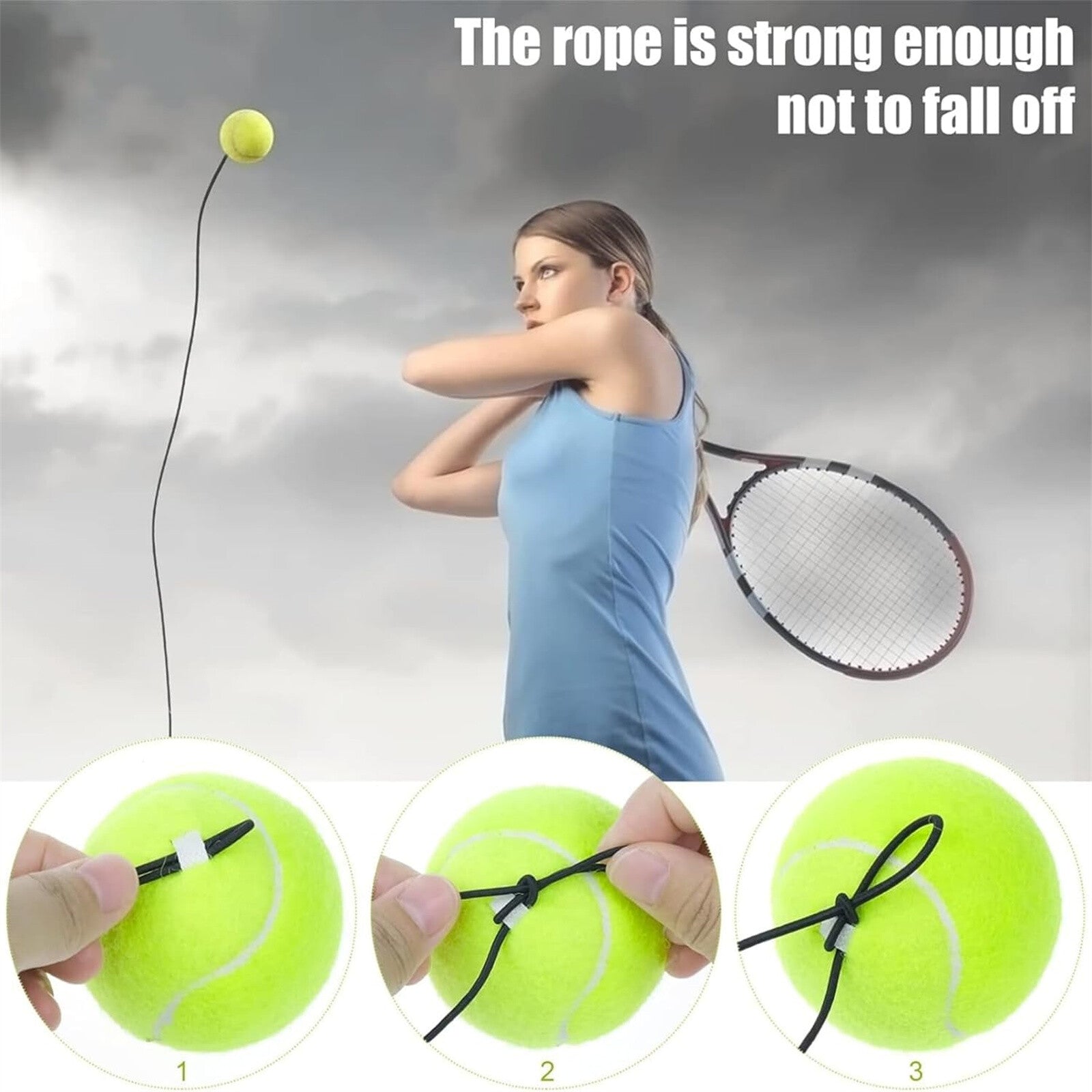 3PCS Tennis Trainer Replacement Balls with String Practice Training Balls