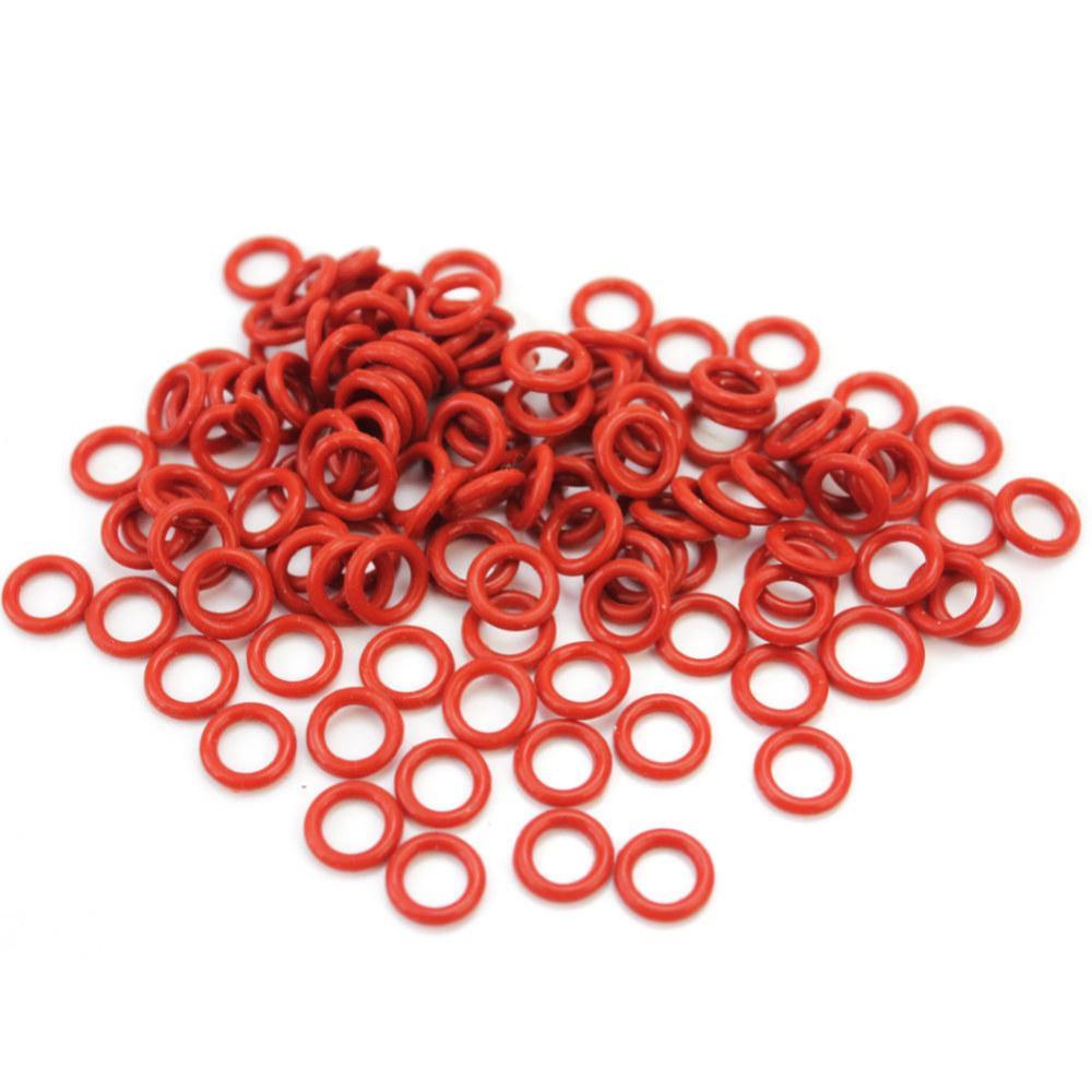 120 red silicone keyboard O-rings on white