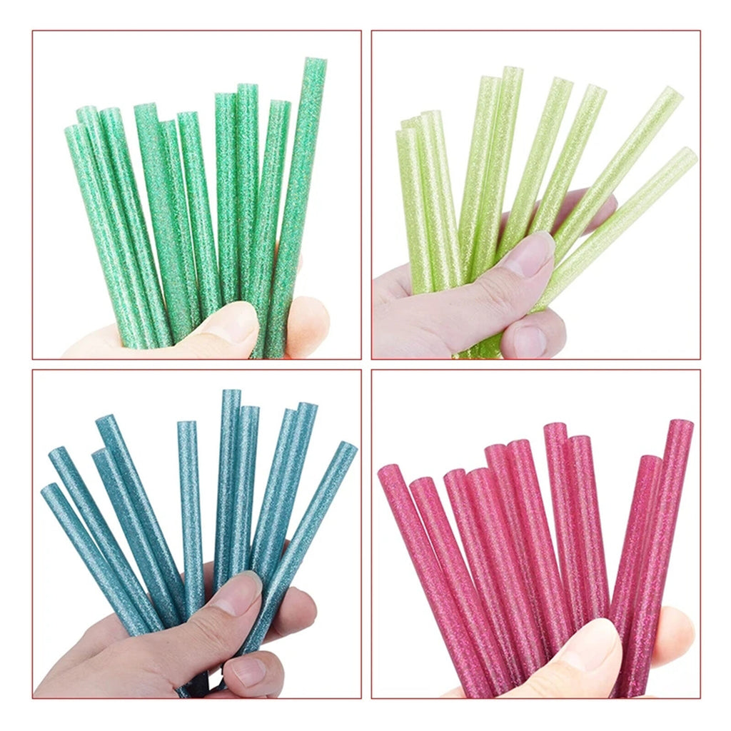 300PCS Multi Colour Glitter Hot Melt Glue Sticks - 0.7x10cm for Electric Glue Gun DIY Crafts