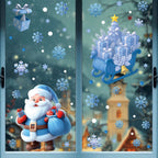 Christmas Window Stickers Winter Snowman Santa Claus Snowflake Elk Static OD