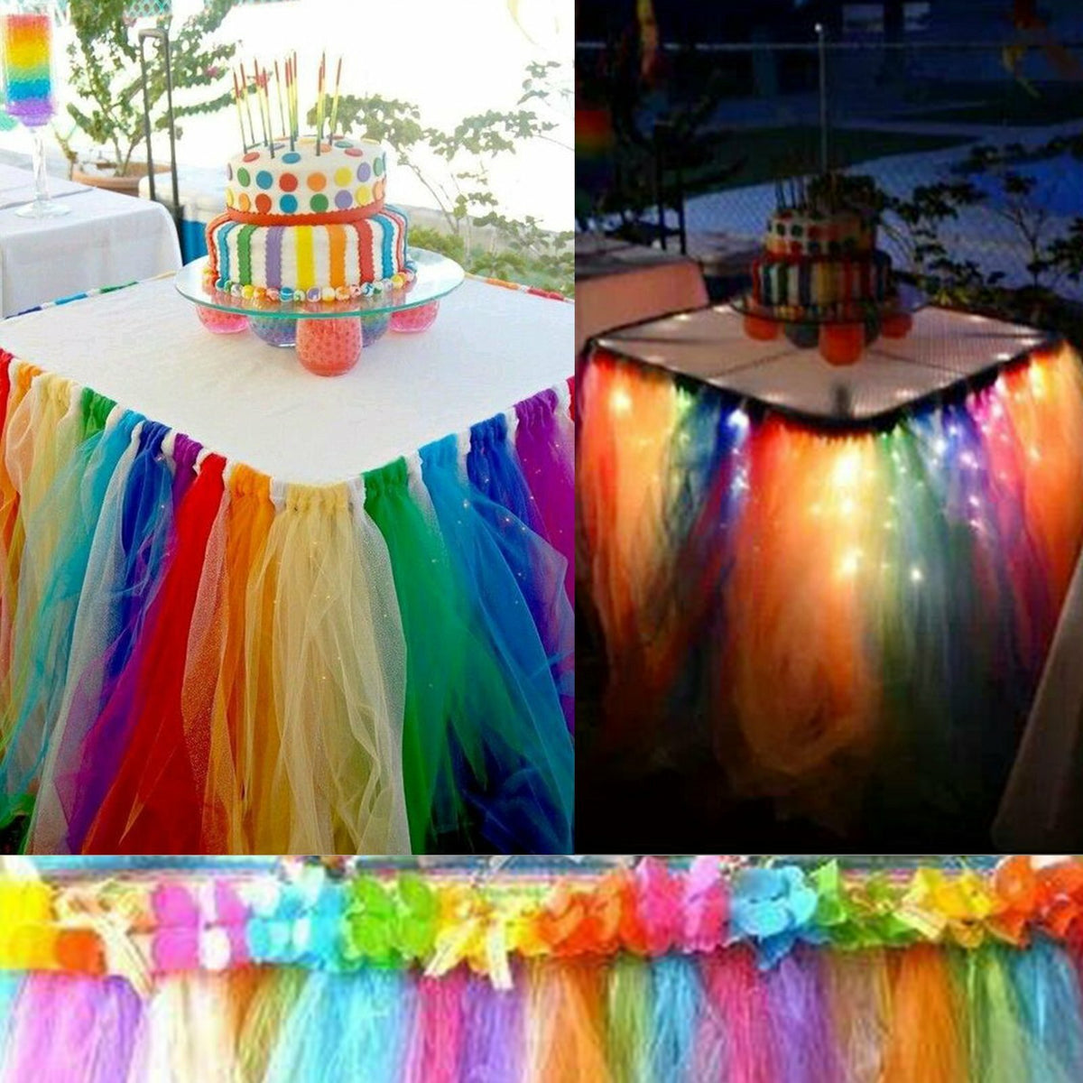 Deep pink table skirt for birthday parties