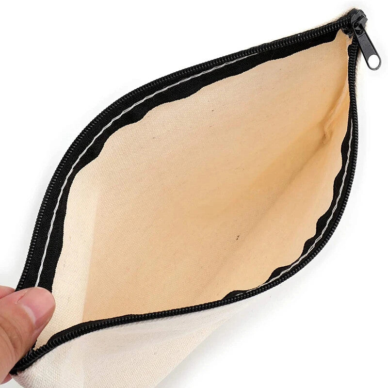 10pcs Canvas Makeup Bags with Zipper | Blank DIY Cosmetic Pouches Pencil Cases
