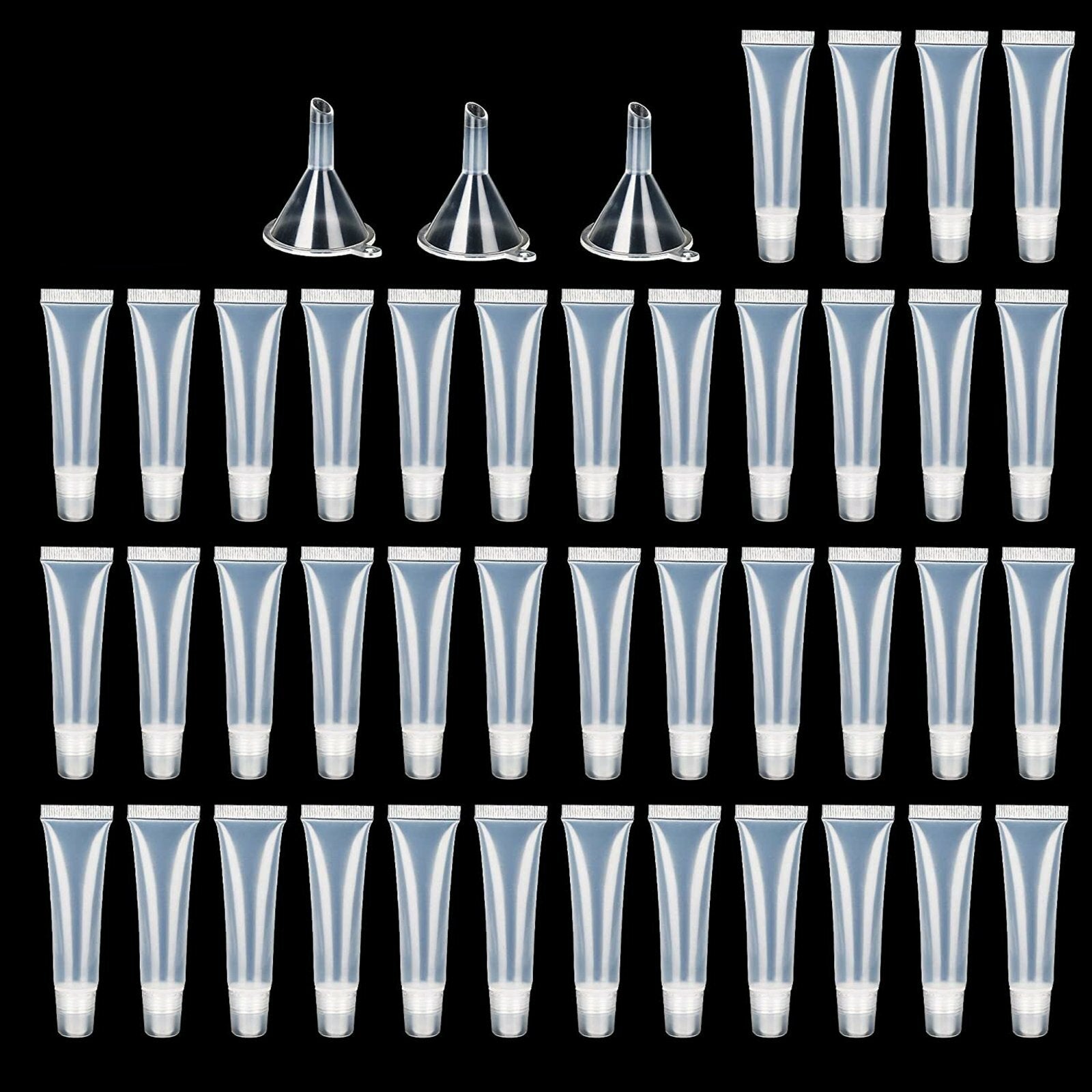 50PCS Clear Lip Gloss Squeeze Bottles 8ml - Empty Lip Balm Tube Containers with 6 Funnels