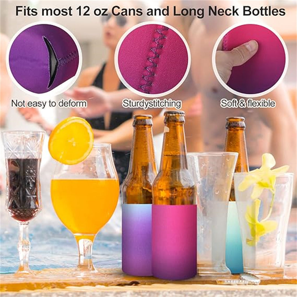 8-32PCS Slim Can Cooler Sleeves Neoprene Drink Can Cup Covers Assorted Colours