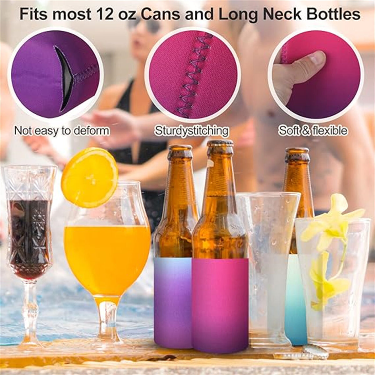 8-32PCS Slim Can Cooler Sleeves Neoprene Drink Can Cup Covers Assorted Colours