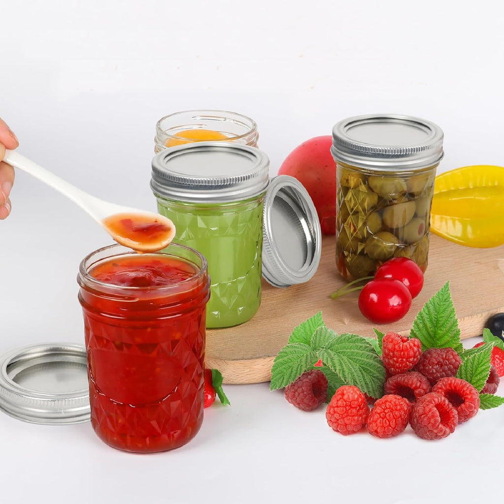 12PCS 500ml Glass Mason Jars with Airtight Lids Wide Mouth Preserving Jars