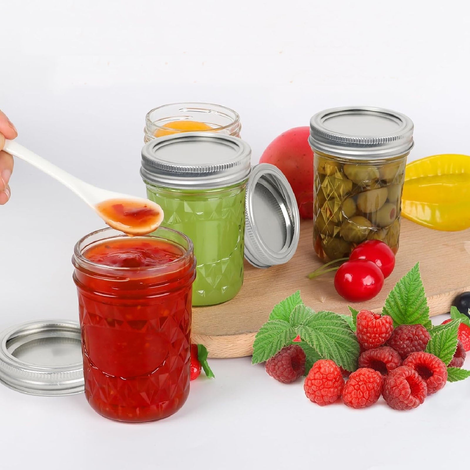 12PCS 500ml Glass Mason Jars with Airtight Lids Wide Mouth Preserving Jars
