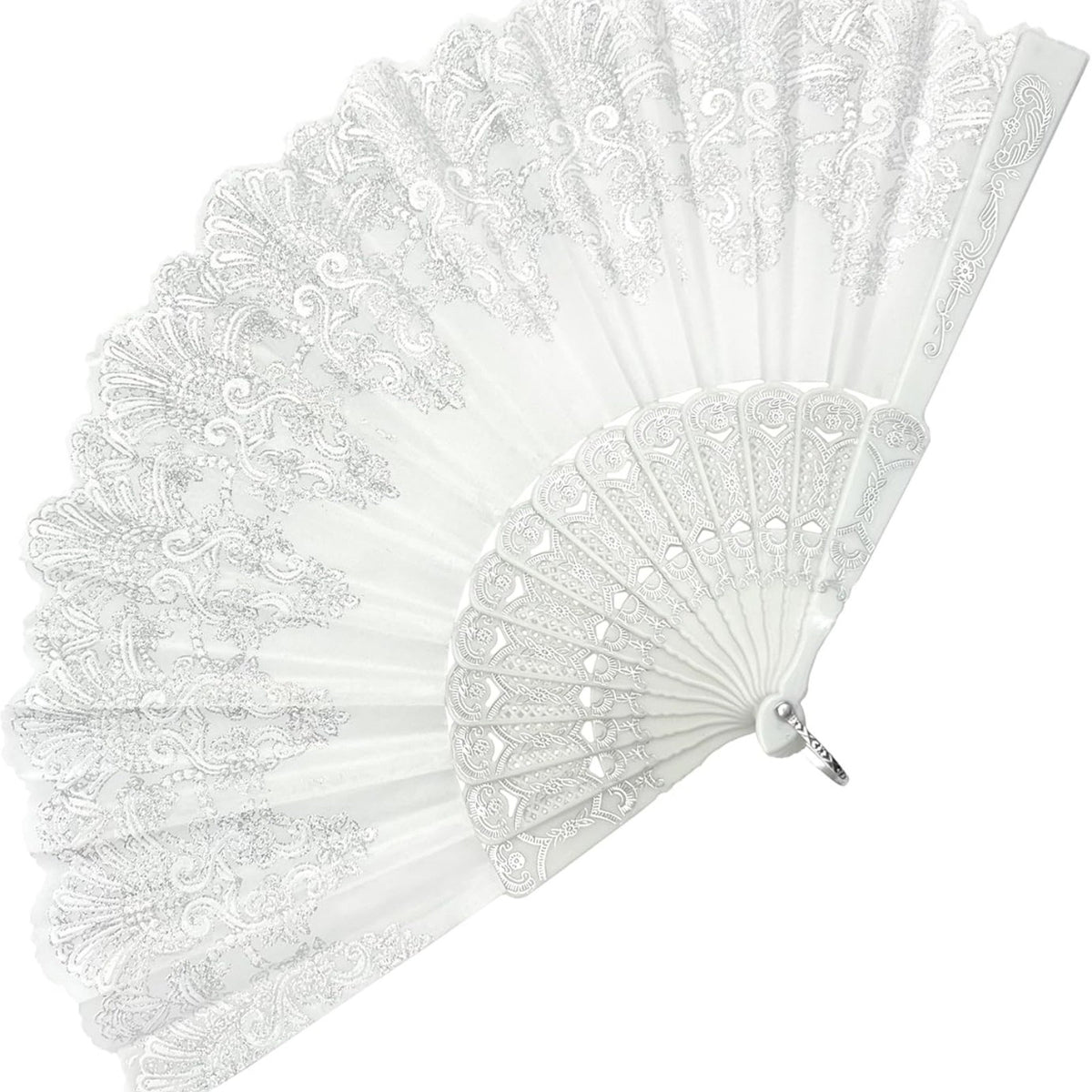 10pcs White Print Hand Held Fan Costume Accessory Decoration Wedding Party AUS