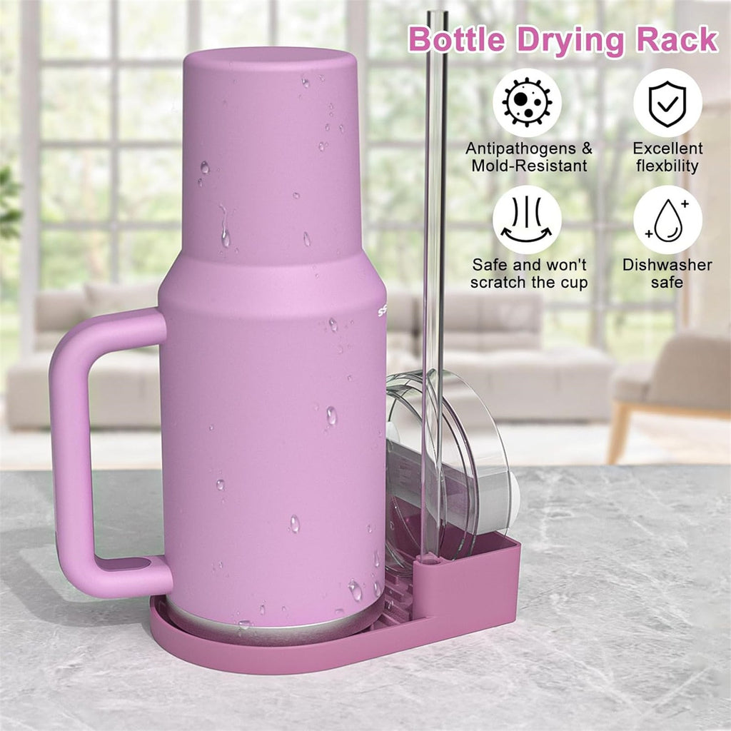 2PCS Silicone Water Bottle Drying Rack – Non-Slip Cup Dryer Stand for Bottles, Lids and Straws
