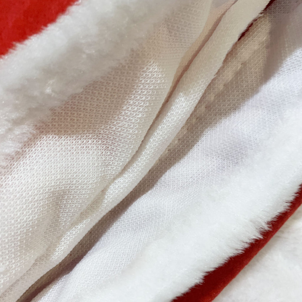 Inside lining and plush trim of the summer Santa suit