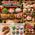Christmas squishy toy features: soft squeeze, glitter and six designs
