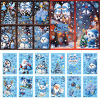 Christmas Window Stickers Winter Snowman Santa Claus Snowflake Elk Static OD