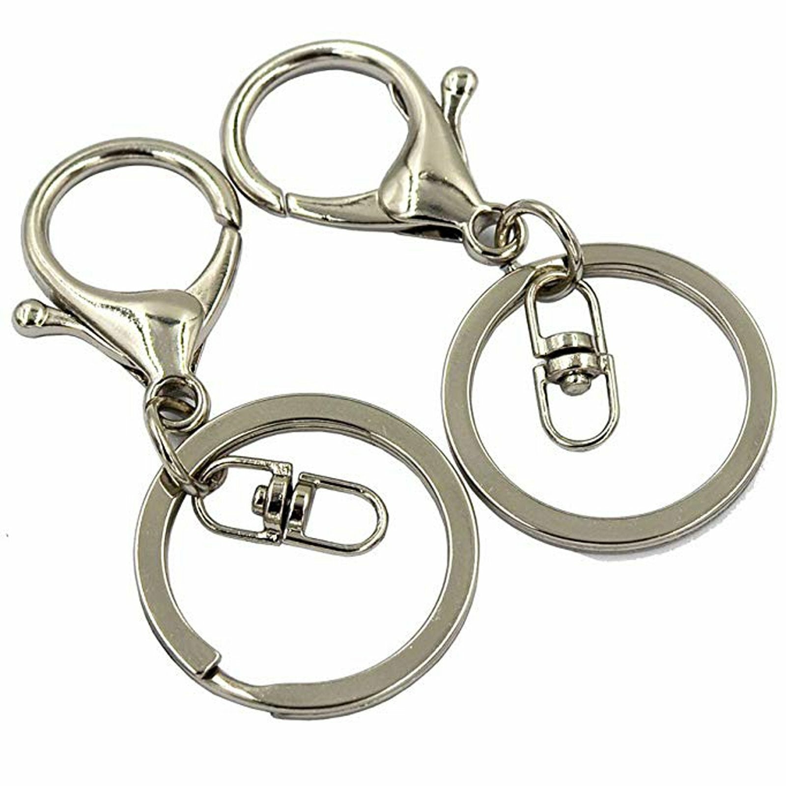 40PCS Keychain Lobster Clasps with Split Rings - Swivel Keyring Hooks for Lanyards and DIY Crafts
