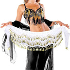 2 Pack Belly Dance Hip Scarf Skirt – Chiffon Wrap with Coins for Dance Costume and Performance