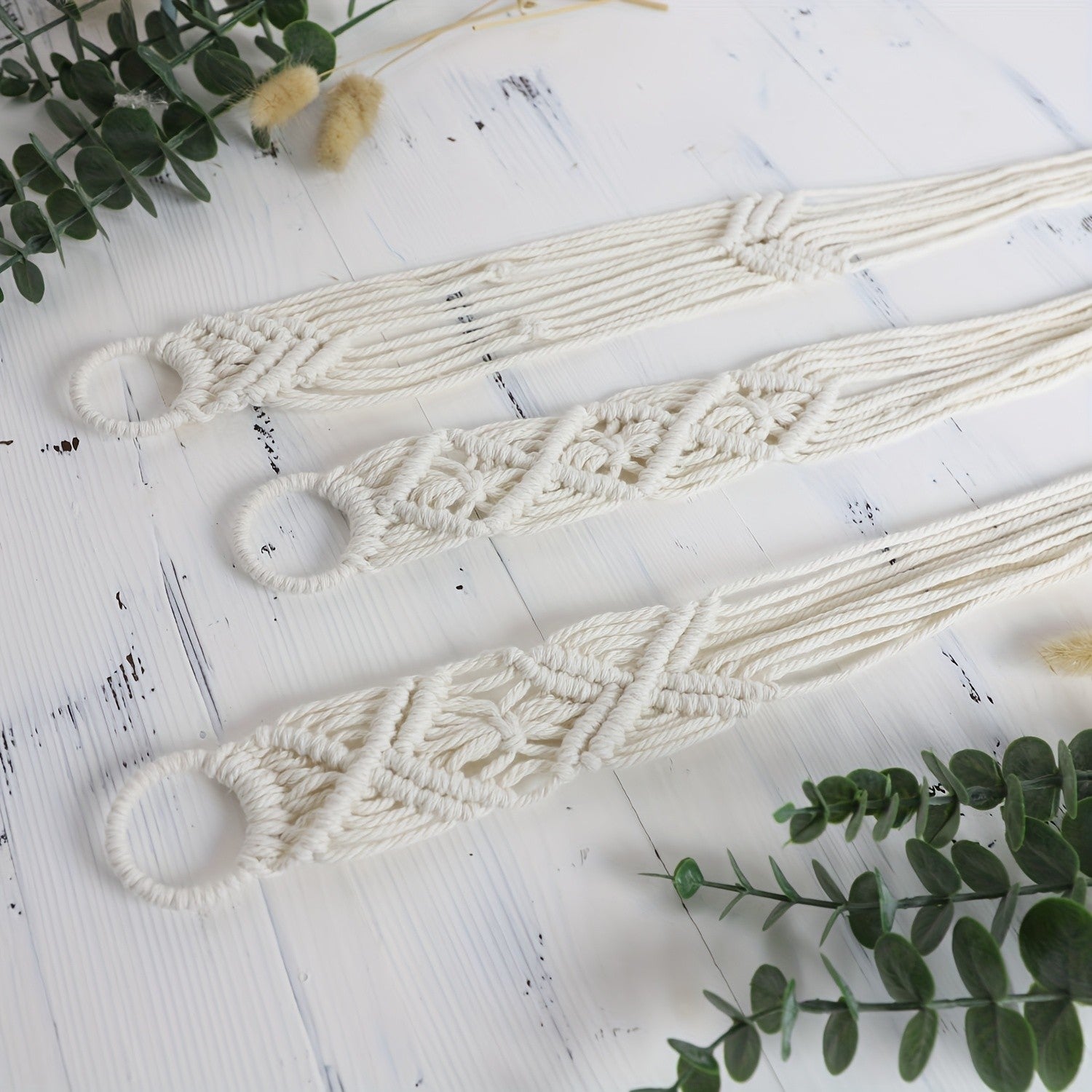 6PCS Macrame Plant Hanger Pot Holder - 100cm Cotton Rope Hanging Basket for Indoor Outdoor Planters