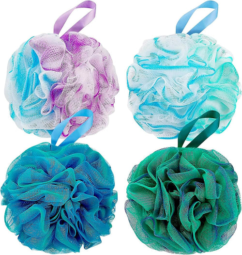 12PCS Mermaid Loofah Sponge Bath Puff - Soft Exfoliating Shower Balls Body Wash Sponge
