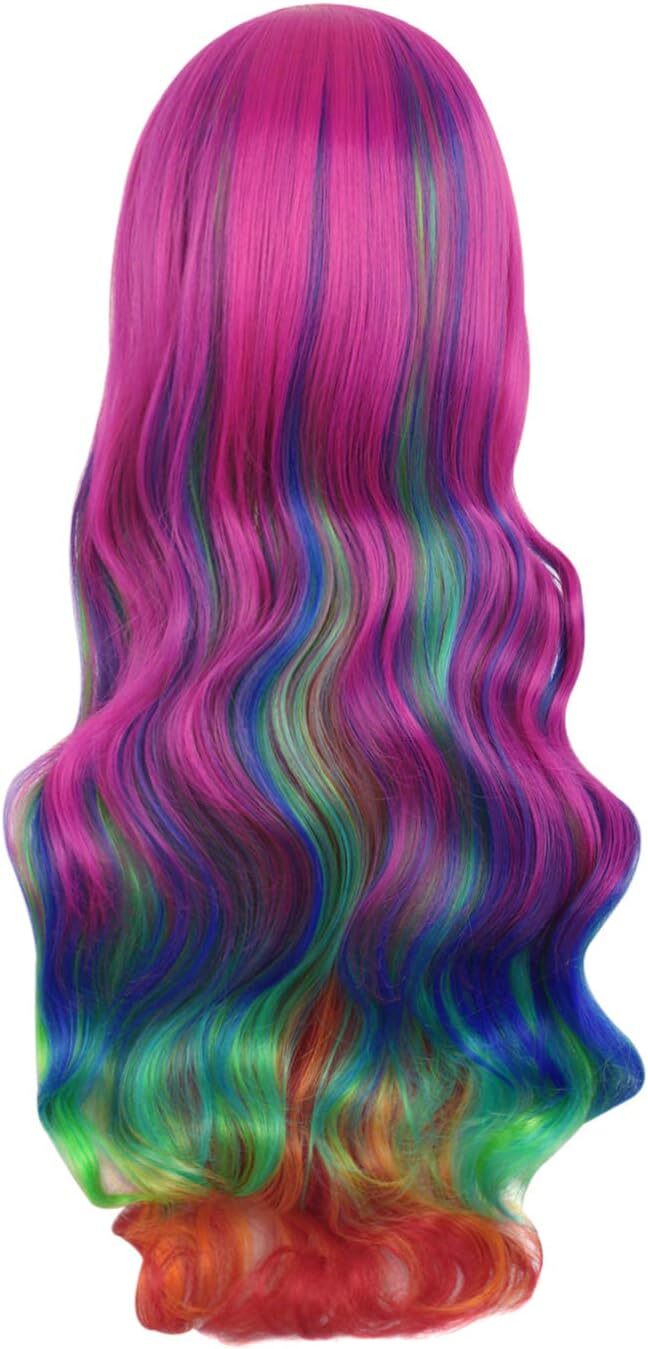 70cm Rainbow Lolita Cosplay Wig | Long Curly Wavy Synthetic Hair Wig for Women