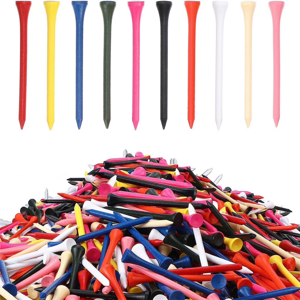 500PCS Multicoloured Wooden Golf Tees 54mm - Golf Tees for Men and Women