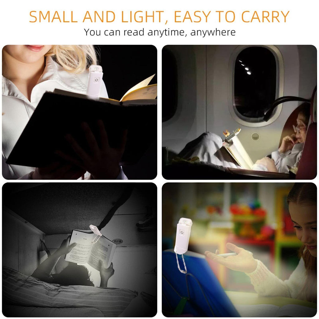 2 Pack USB Rechargeable Book Reading Light – Adjustable Warm White Clip On Bedside Reading Lamp