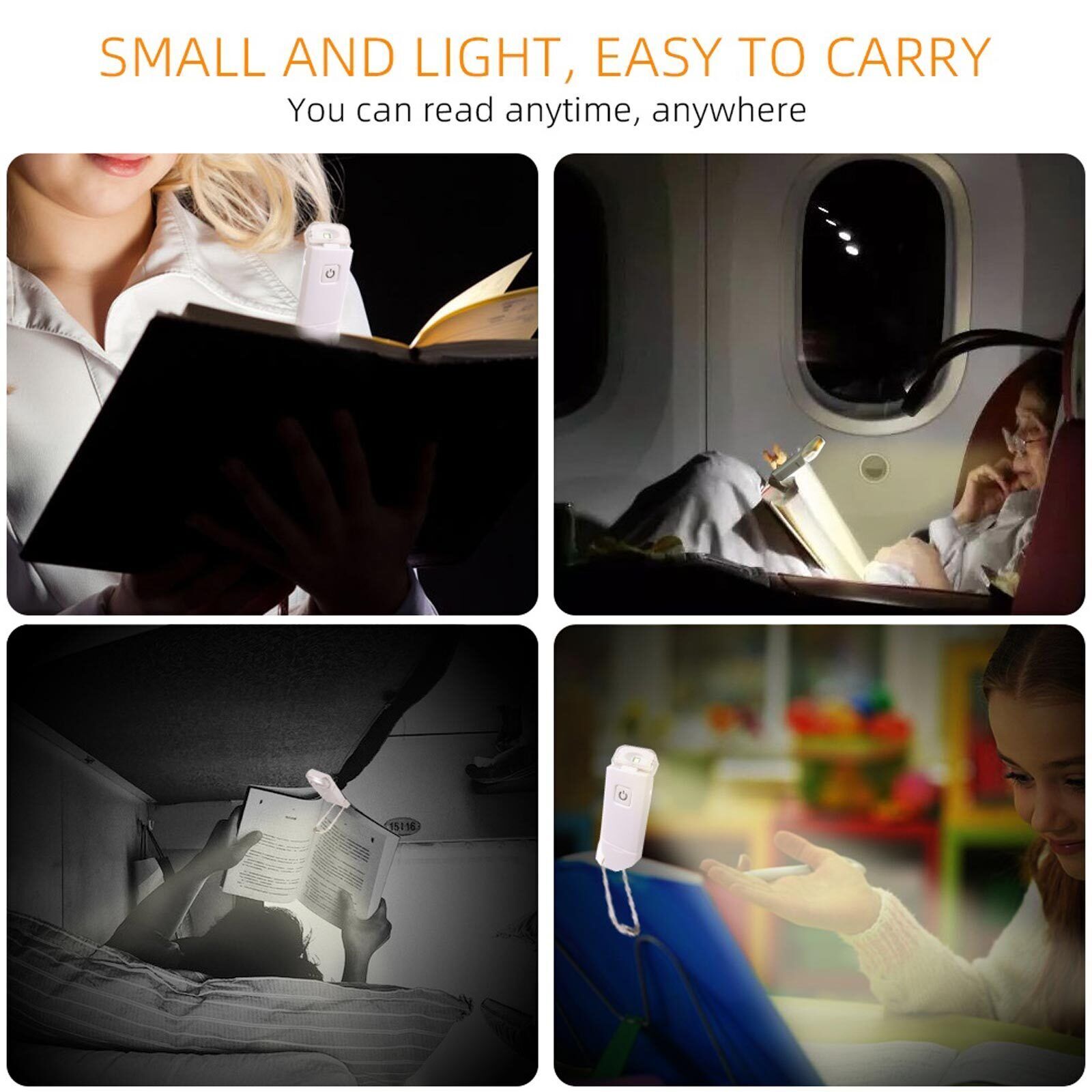 2 Pack USB Rechargeable Book Reading Light – Adjustable Warm White Clip On Bedside Reading Lamp
