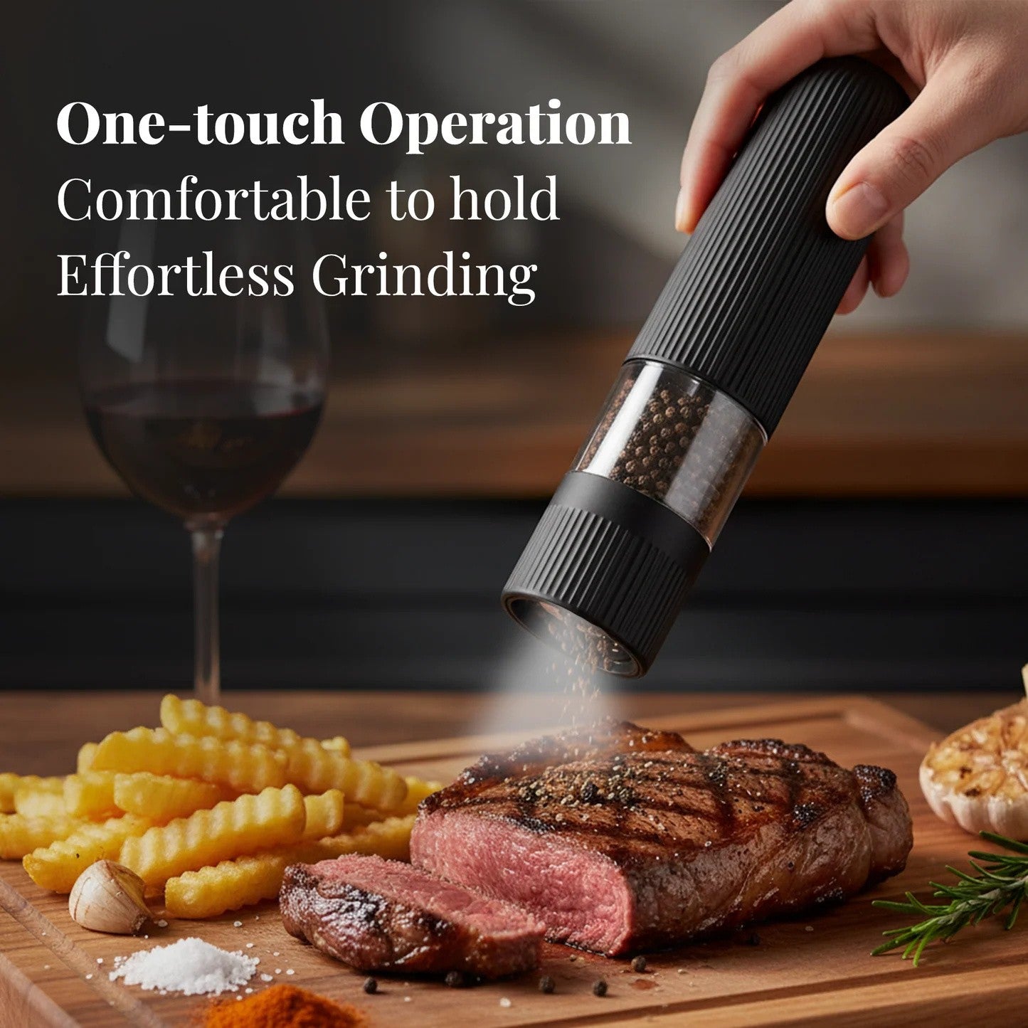 Electric Salt and Pepper Grinder – Battery Powered Spice Mill with Adjustable Coarseness (1 or 2 Pack)