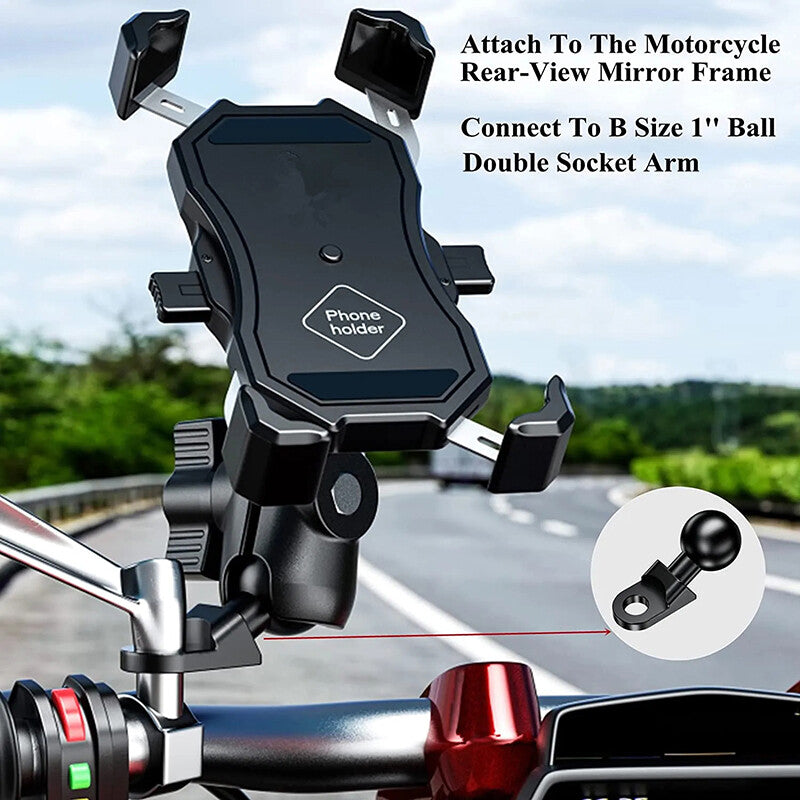2pcs Motorcycle Mirror Mount Base 10mm | 1" Ball Adapter for GPS & Phone Holders