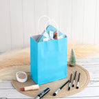 40 Pack Kraft Paper Gift Bags with Handles – Brown, White, Sky Blue and Hot Pink Shopping Carry Bags