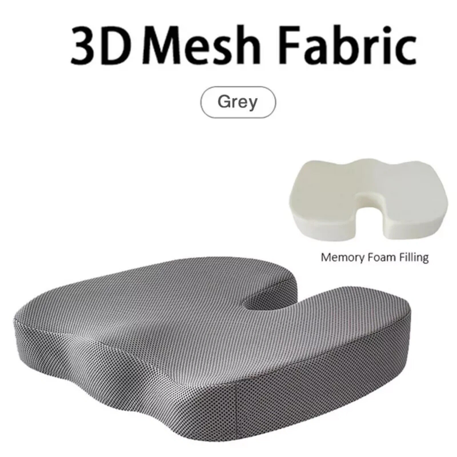 Orthopaedic Memory Foam Seat Cushion Chair Support Pillow for Back Pain Relief
