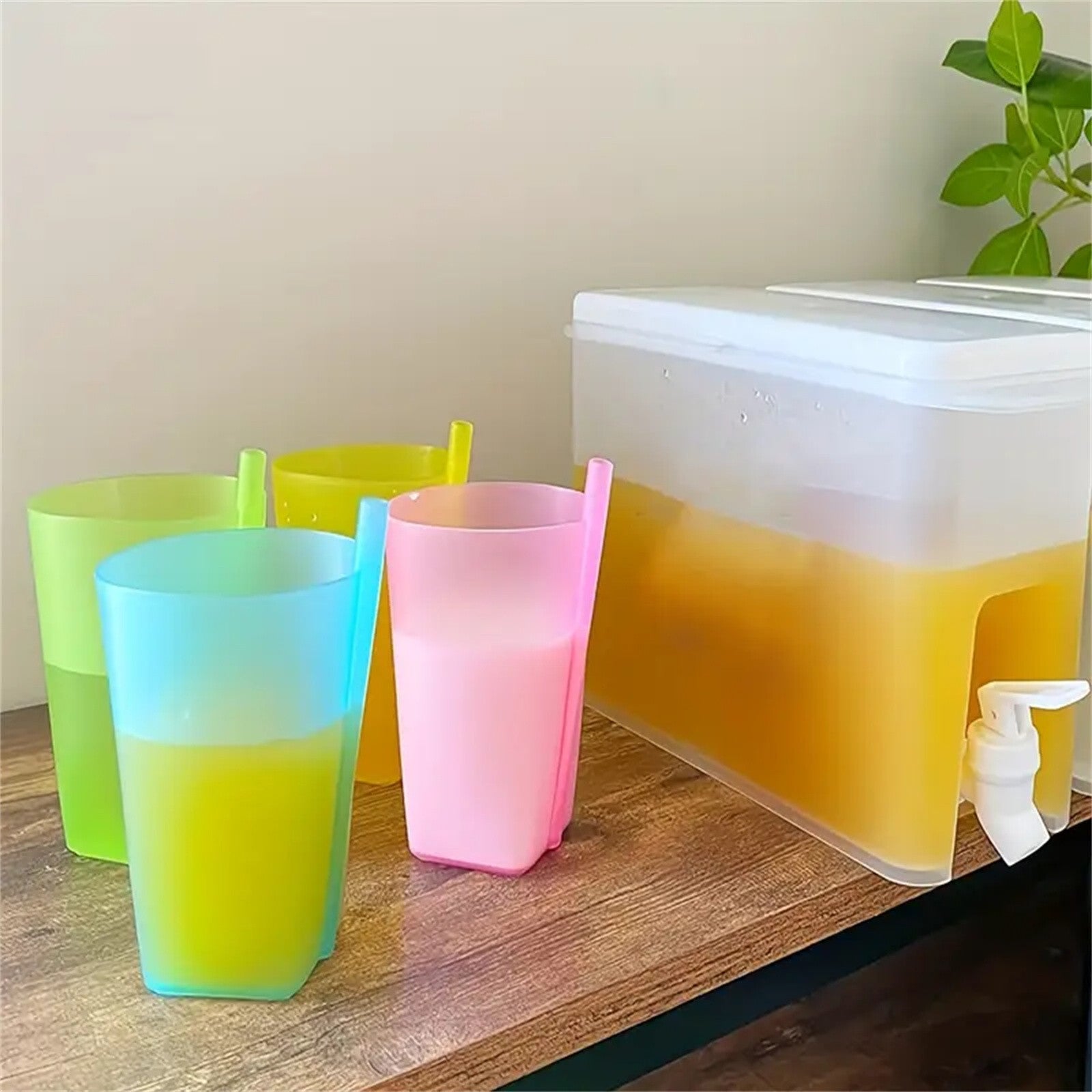 4PCS Integrated Straw Cups - Reusable Easy to Clean Drinking Cups for Home Use