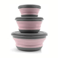 3PCS Collapsible Camping Bowl with Lid Foldable PP TPR Travel Soup Ramen Bowl