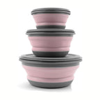 3PCS Collapsible Camping Bowl with Lid Foldable PP TPR Travel Soup Ramen Bowl