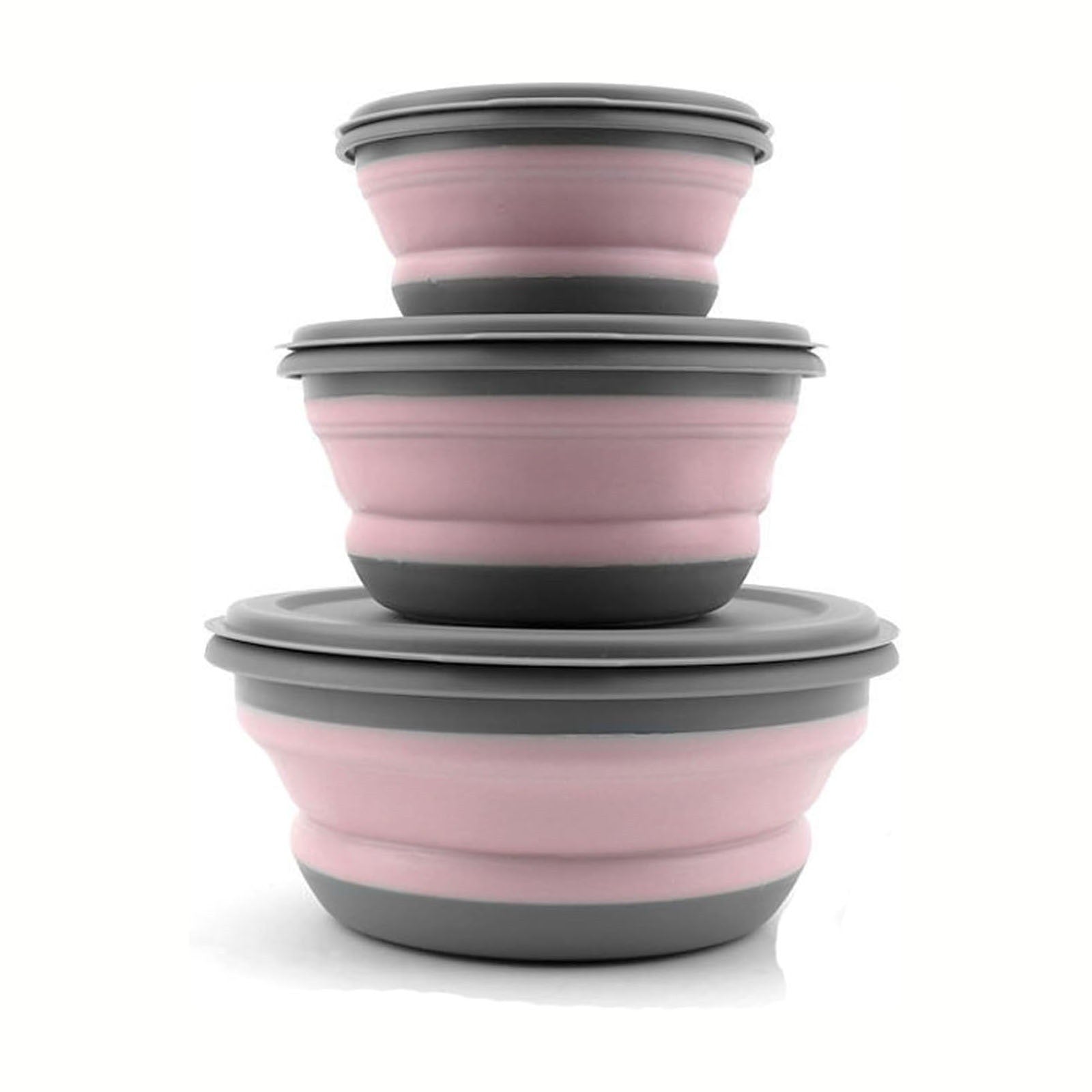 3PCS Collapsible Camping Bowl with Lid Foldable PP TPR Travel Soup Ramen Bowl