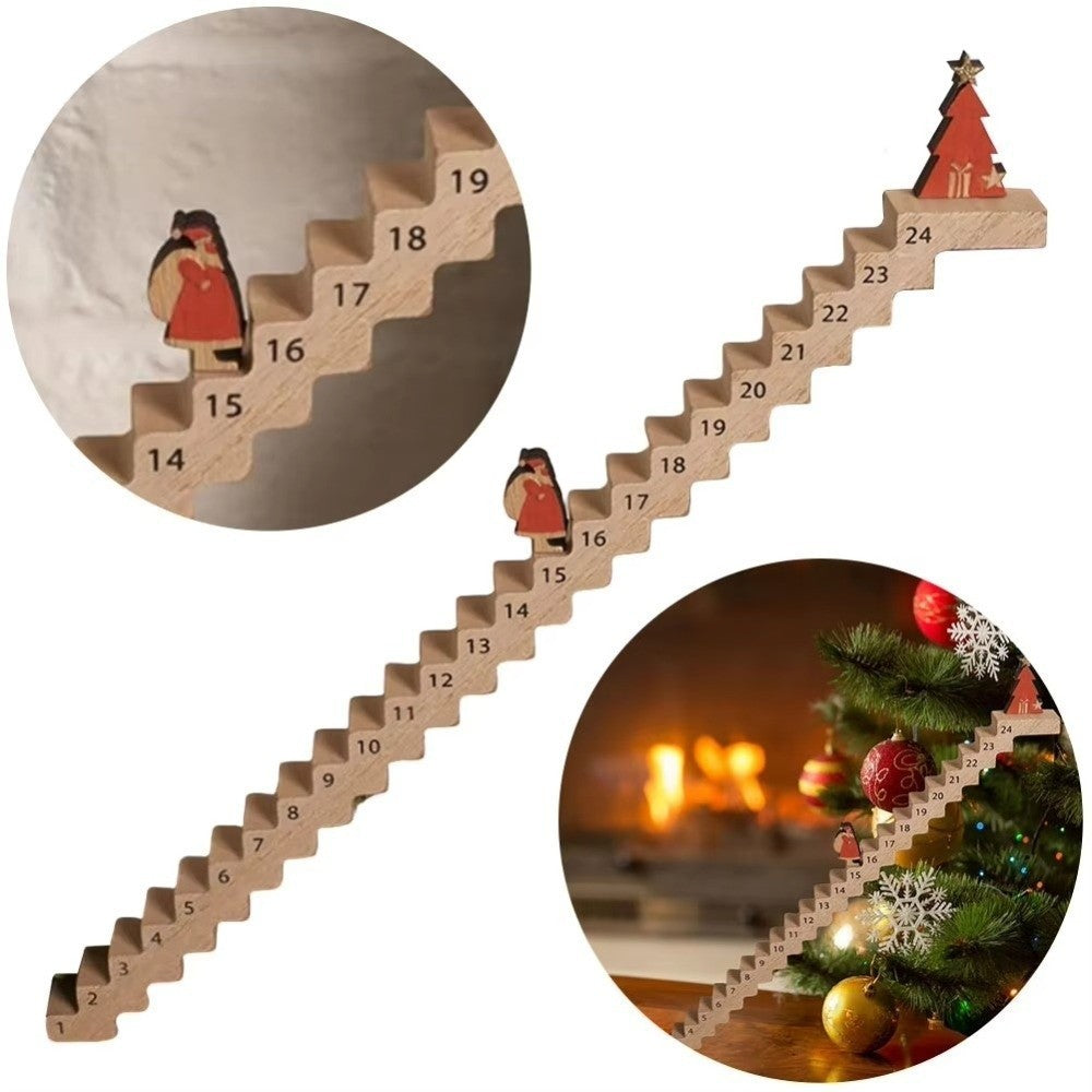 Wooden Countdowns Holiday Ornament Christmas Stairs Climbing Advent Calendar