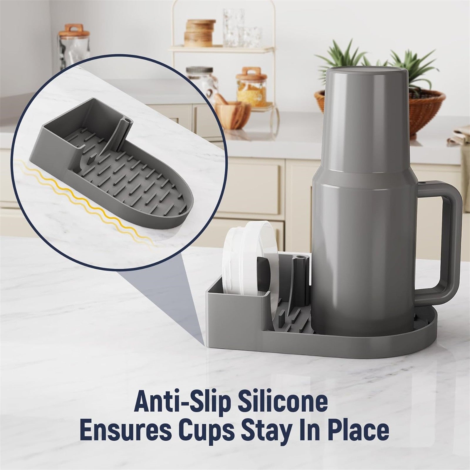 2PCS Silicone Water Bottle Drying Rack – Non-Slip Cup Dryer Stand for Bottles, Lids and Straws