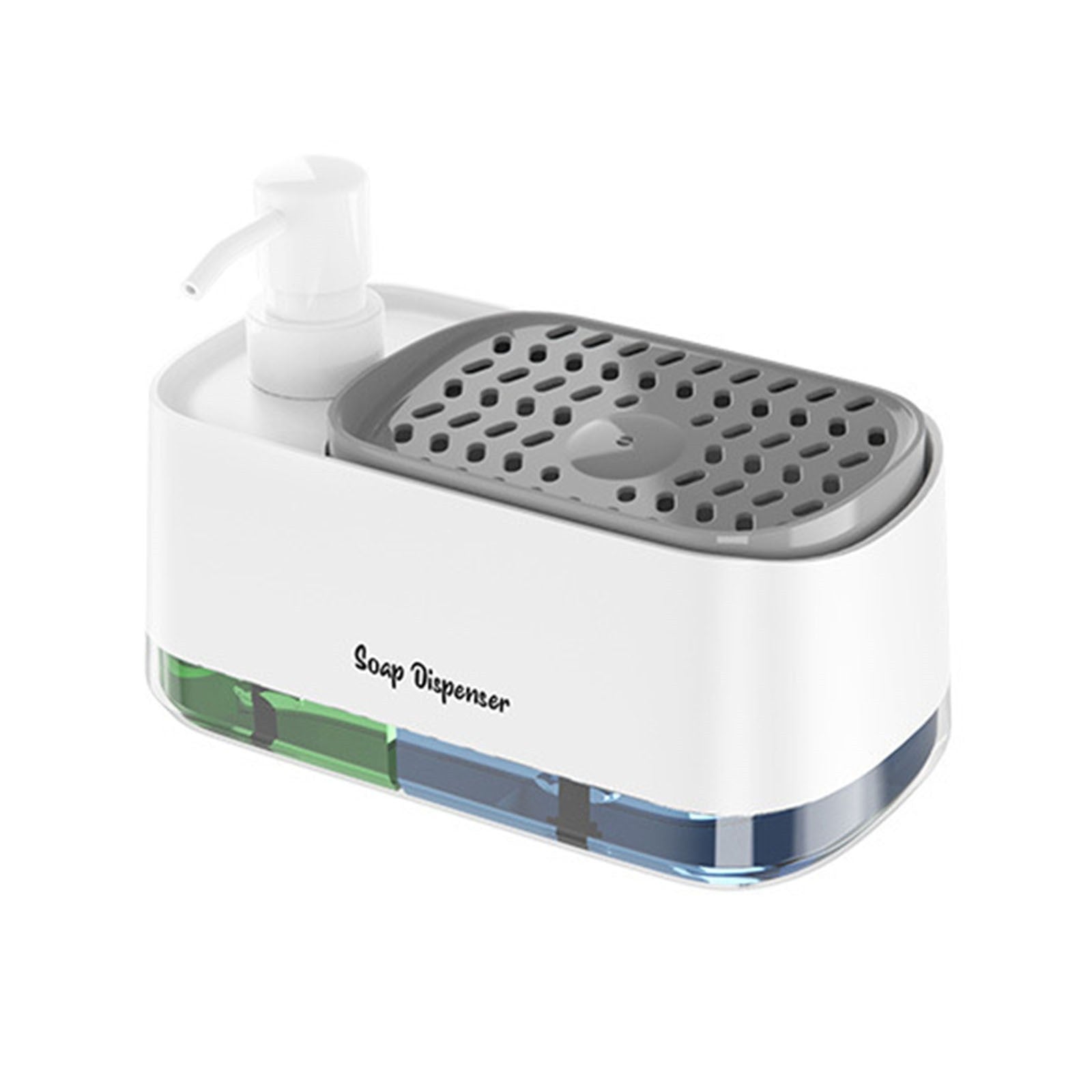 2 Pack 3 in 1 Soap Pump Dispenser with Sponge Holder – Kitchen Dishwashing Liquid Organizer