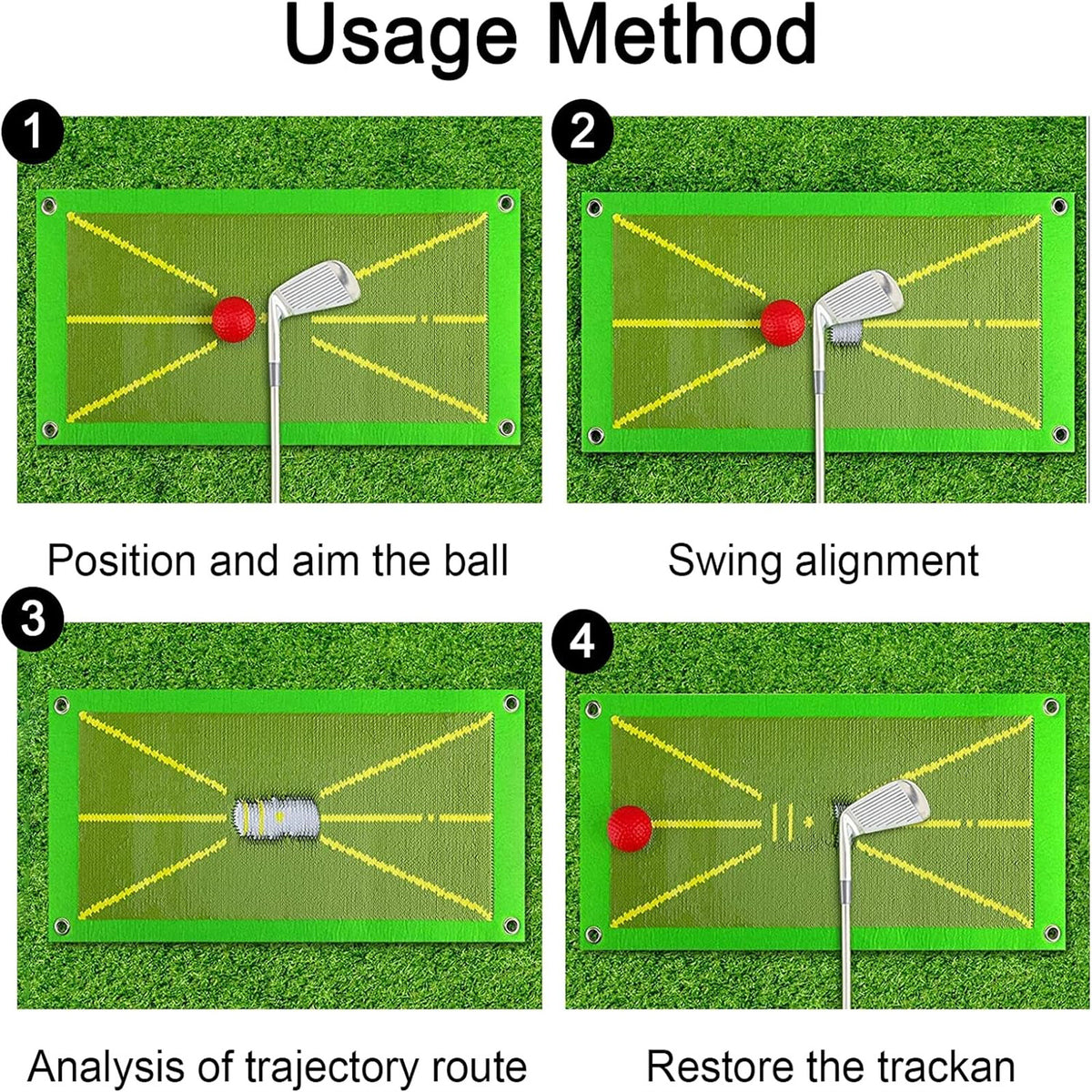 Golf Training Mat for Swing Detection Batting Portable Practice Rug Hitting Aid