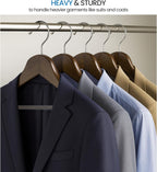 12 Pack 44.5cm Wide Shoulder Wooden Coat Hangers - Heavy Duty Suit Jacket Hangers Walnut