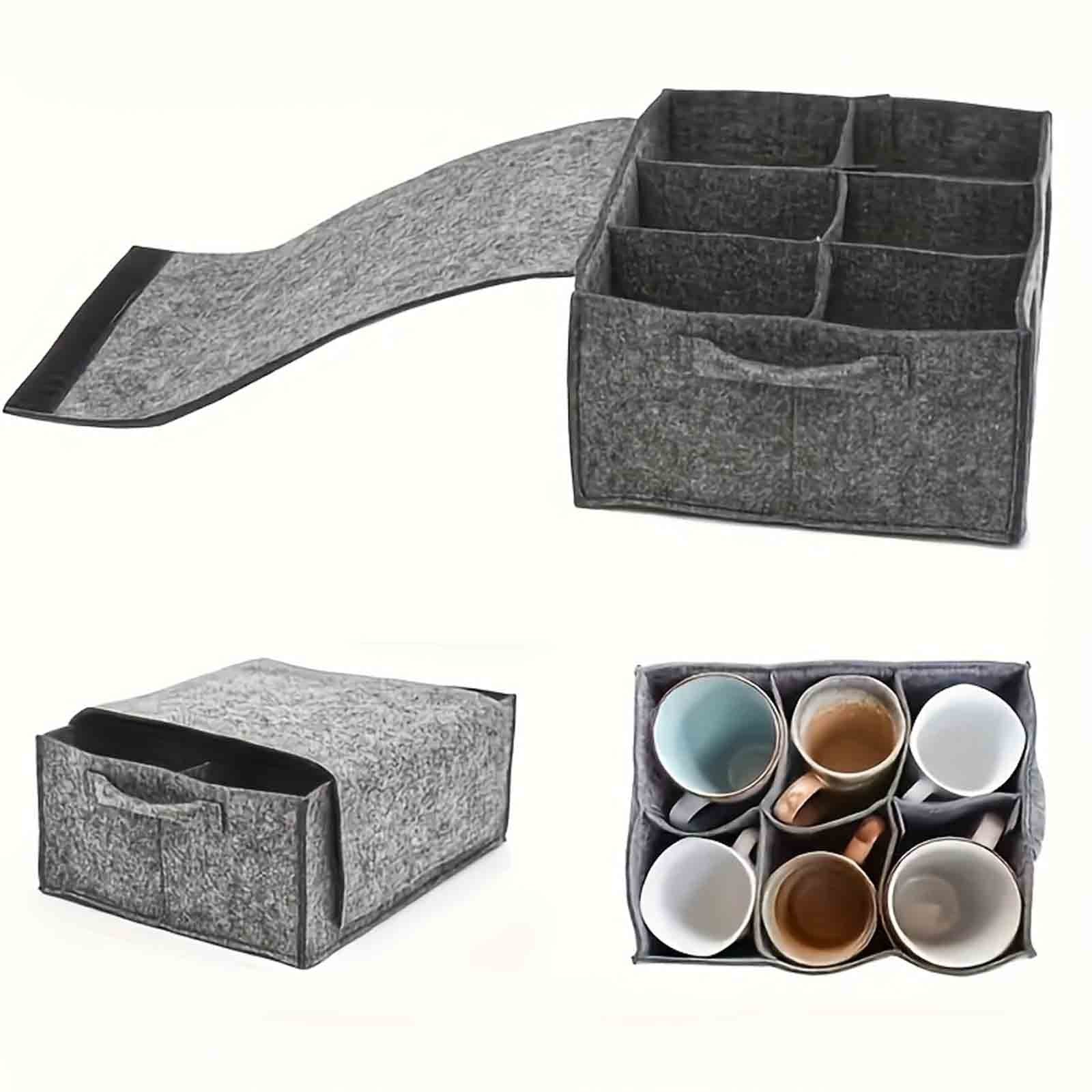 Caravan Glass and Cup Holder Storage Bag – Felt Tableware Organizer for Motorhome, Boat and Camping Use