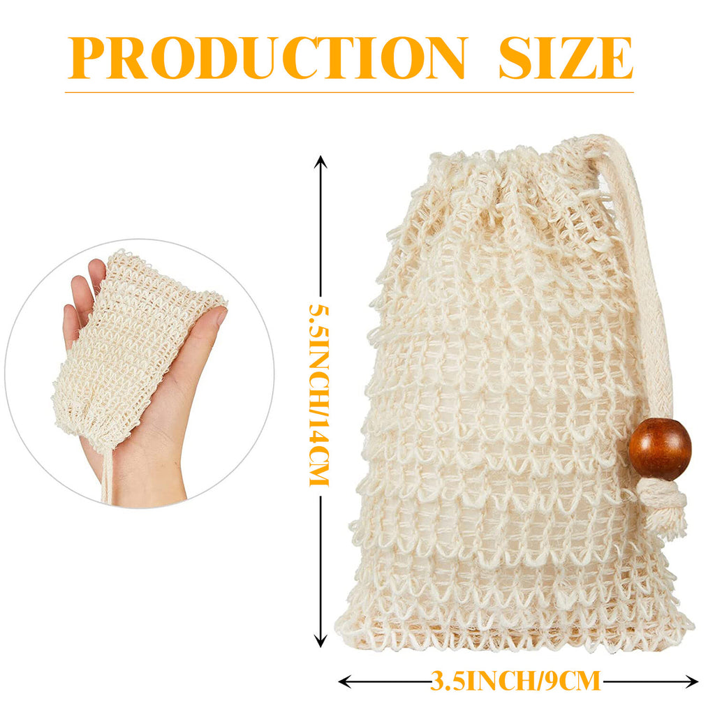 20PCS Soap Exfoliating Bags - Ramie Foaming Soap Saver Pouch with Drawstring